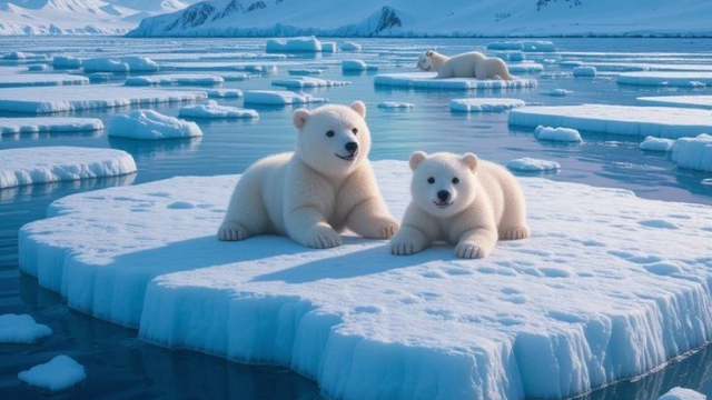 北极熊:融化冰上的生命